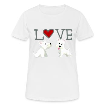 Saint-Valentin aimant les chiens - T-shirt respirant Femme - blanc - Devant - AI Model Female 172 dark (172cm)