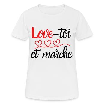 love toi et marche - T-shirt respirant Femme - blanc - Devant - AI Model Female 172 dark (172cm)