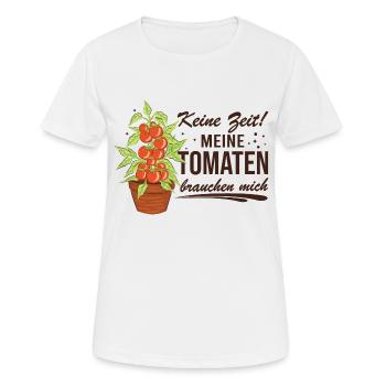 Keine Zeit Meine Tomaten Brauchen Mich - Frauen T-Shirt atmungsaktiv - Weiß - Vorne - AI Model Female 172 dark (172cm)