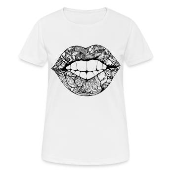 Lips, mouth, kissing lips - Women's Breathable T-Shirt - white - Front - AI Model Female 172 dark (172cm)