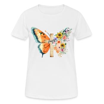 Faith Butterfly Cross Jesus Christ God - Women's Breathable T-Shirt - white - Front - AI Model Female 172 dark (172cm)