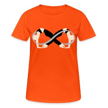 Unendlich - Frauen T-Shirt atmungsaktiv - Neonorange - Vorne - AI Model Female 172 dark (172cm)