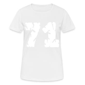 71 Zahl Trikot - Frauen T-Shirt atmungsaktiv - Weiß - Vorne - AI Model Female 172 dark (172cm)