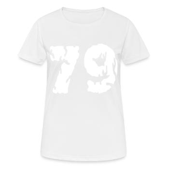 79 Zahl Trikot - Frauen T-Shirt atmungsaktiv - Weiß - Vorne - AI Model Female 172 dark (172cm)