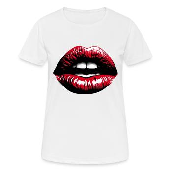 Besinnliche Lippen Roter Lippenstift - Frauen T-Shirt atmungsaktiv - Weiß - Vorne - AI Model Female 172 dark (172cm)