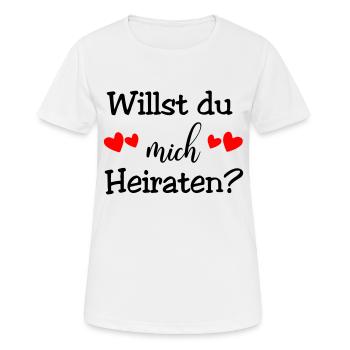 Willst du mich Heiraten - Frauen T-Shirt atmungsaktiv - Weiß - Vorne - AI Model Female 172 dark (172cm)