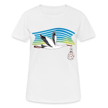 Oiseau cigogne - T-shirt respirant Femme - blanc - Devant - AI Model Female 172 dark (172cm)