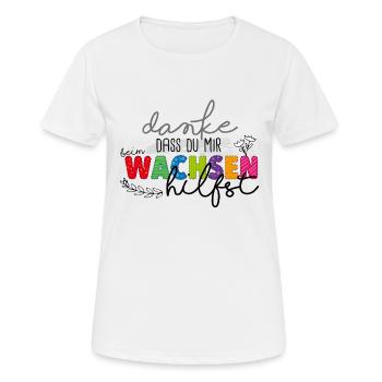 Danke für's Wachsen - Frauen T-Shirt atmungsaktiv - Weiß - Vorne - AI Model Female 172 dark (172cm)