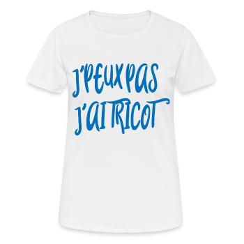 j'peux pas j'ai tricot - T-shirt respirant Femme - blanc - Devant - AI Model Female 172 dark (172cm)
