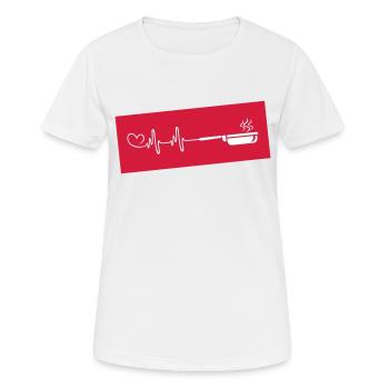 Frying pan pulse heartbeat - Women's Breathable T-Shirt - white - Front - AI Model Female 172 dark (172cm)
