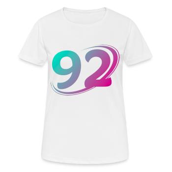 Nummer 92 mehrfarbig - Frauen T-Shirt atmungsaktiv - Weiß - Vorne - AI Model Female 172 dark (172cm)