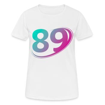 Nummer 89 mehrfarbig - Frauen T-Shirt atmungsaktiv - Weiß - Vorne - AI Model Female 172 dark (172cm)
