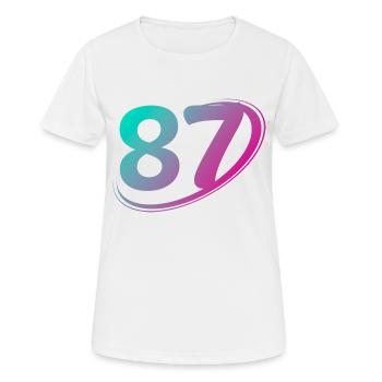 Nummer 87 mehrfarbig - Frauen T-Shirt atmungsaktiv - Weiß - Vorne - AI Model Female 172 dark (172cm)