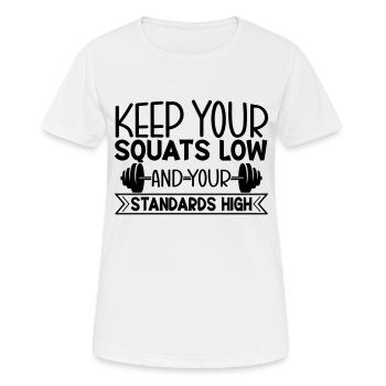 Squat Slow - Frauen T-Shirt atmungsaktiv - Weiß - Vorne - AI Model Female 172 dark (172cm)