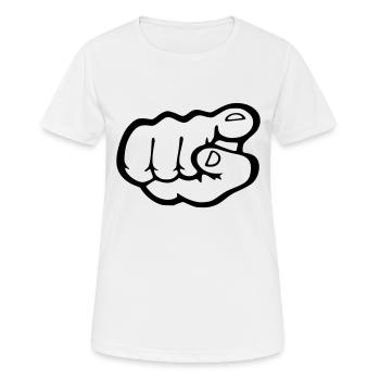 Finger Punkt - Frauen T-Shirt atmungsaktiv - Weiß - Vorne - AI Model Female 172 dark (172cm)