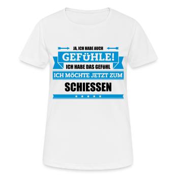 Lustiger Schiessen Spruch - Frauen T-Shirt atmungsaktiv - Weiß - Vorne - AI Model Female 172 dark (172cm)