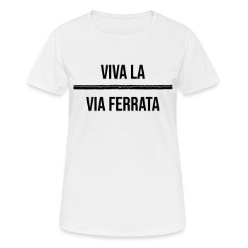 Viva la via ferrata - Klettersteig Geschenk - Frauen T-Shirt atmungsaktiv - Weiß - Vorne - AI Model Female 172 dark (172cm)