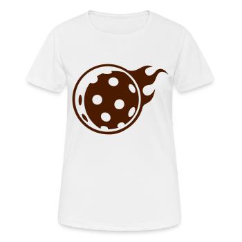 Unihockey mit flammen - Frauen T-Shirt atmungsaktiv - Weiß - Vorne - AI Model Female 172 dark (172cm)