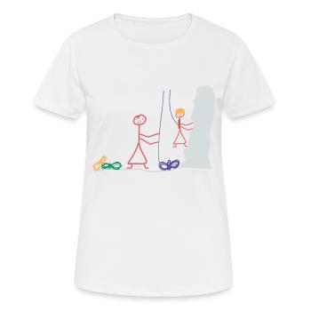 Kletterwand Strichmännchen Freiklettern Sport Frau - Frauen T-Shirt atmungsaktiv - Weiß - Vorne - AI Model Female 172 dark (172cm)
