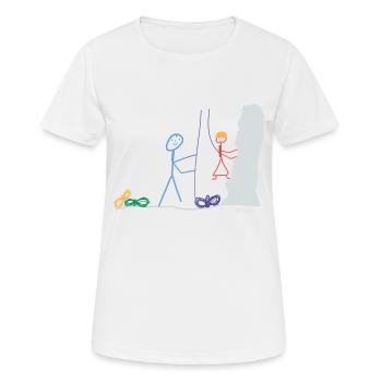 Kletterwand - Frauen T-Shirt atmungsaktiv - Weiß - Vorne - AI Model Female 172 dark (172cm)