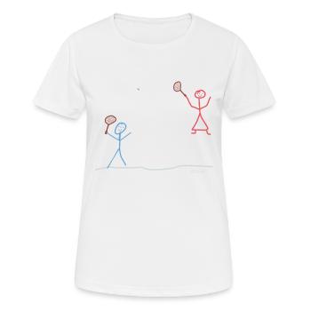 Figure bâton badminton, jouer sport badminton - T-shirt respirant Femme - blanc - Devant - AI Model Female 172 dark (172cm)
