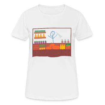 Markt Strichmännchen, Handel Waren Flohmarkt Job - Frauen T-Shirt atmungsaktiv - Weiß - Vorne - AI Model Female 172 dark (172cm)