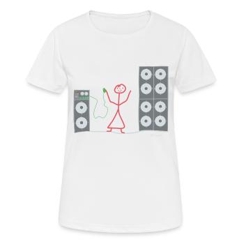 Listening music stick figure loudspeaker boxing job - Women's Breathable T-Shirt - white - Front - AI Model Female 172 dark (172cm)