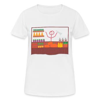 Markt Strichmännchen, Verkäufer Händler Beruf Frau - Frauen T-Shirt atmungsaktiv - Weiß - Vorne - AI Model Female 172 dark (172cm)