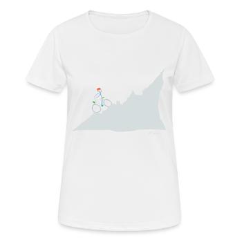 Mountainbike Strichmännchen, Hobby Sport Freizeit - Frauen T-Shirt atmungsaktiv - Weiß - Vorne - AI Model Female 172 dark (172cm)
