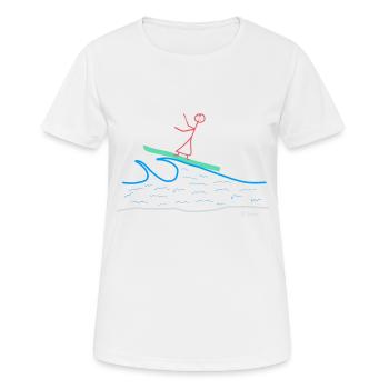 Surf stick figure, woman water sport leisure - Women's Breathable T-Shirt - white - Front - AI Model Female 172 dark (172cm)