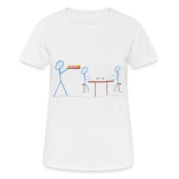 Kellner Strichmännchen, Gastronomie Beruf Ober Job - Frauen T-Shirt atmungsaktiv - Weiß - Vorne - AI Model Female 172 dark (172cm)