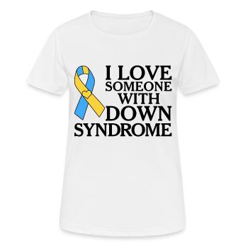 J'aime quelqu'un avec le syndrome de Down - T-shirt respirant Femme - blanc - Devant - AI Model Female 172 dark (172cm)