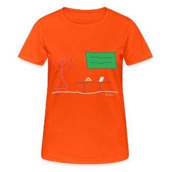 Lehrerin Strichmännnchen, Unterricht Bildung Beruf - Frauen T-Shirt atmungsaktiv - Neonorange - Vorne - AI Model Female 172 dark (172cm)