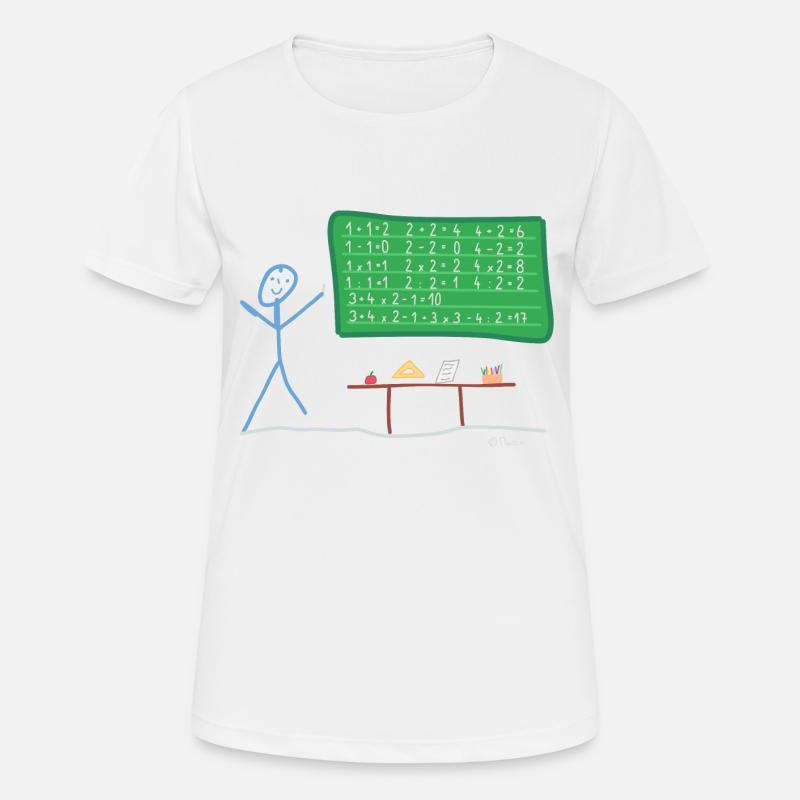 Teacher student stickman calculating math - Women's Breathable T-Shirt - white