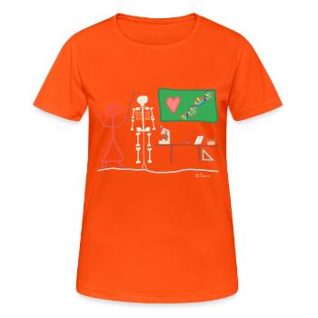 Biologie Strichmännnchen Schule Mensch Lehrer - Frauen T-Shirt atmungsaktiv - Neonorange - Vorne - AI Model Female 172 dark (172cm)