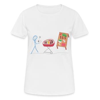 Grilling stick figure Smoker grilled sausage steak - Women's Breathable T-Shirt - white - Front - AI Model Female 172 dark (172cm)