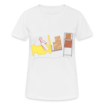 Forklift stick figure logistics woman warehouse - Women's Breathable T-Shirt - white - Front - AI Model Female 172 dark (172cm)