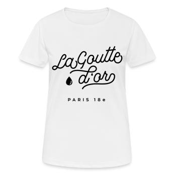 La Goutte d'or - 18e arrondissement Paris - T-shirt respirant Femme - blanc - Devant - AI Model Female 172 dark (172cm)