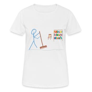 Haushalt Strichmännchen Besen Hausfrau Hausmann - Frauen T-Shirt atmungsaktiv - Weiß - Vorne - AI Model Female 172 dark (172cm)
