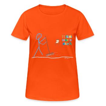 Haushalt Strichmännchen Besen Hausfrau Hausmann - Frauen T-Shirt atmungsaktiv - Neonorange - Vorne - AI Model Female 172 dark (172cm)