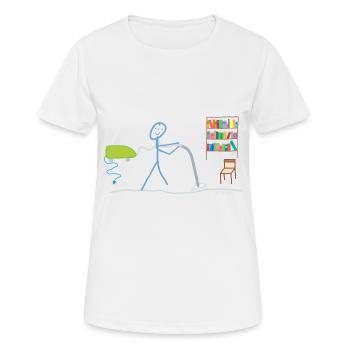 Haushalt Strichmännchen Hausmann Staubsauger Job - Frauen T-Shirt atmungsaktiv - Weiß - Vorne - AI Model Female 172 dark (172cm)