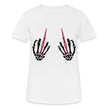 middle fingers - Frauen T-Shirt atmungsaktiv - Weiß - Vorne - AI Model Female 172 dark (172cm)