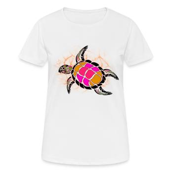 Tortue rose et orange - T-shirt respirant Femme - blanc - Devant - AI Model Female 172 dark (172cm)
