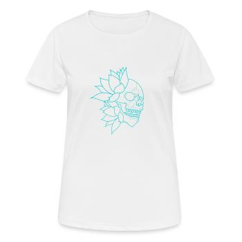 Tête de mort et nénuphars bleus - T-shirt respirant Femme - blanc - Devant - AI Model Female 172 dark (172cm)