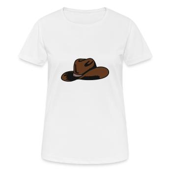 Brauner Cowboyhut - Frauen T-Shirt atmungsaktiv - Weiß - Vorne - AI Model Female 172 dark (172cm)