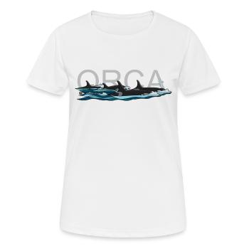 Orque avec le texte - T-shirt respirant Femme - blanc - Devant - AI Model Female 172 dark (172cm)