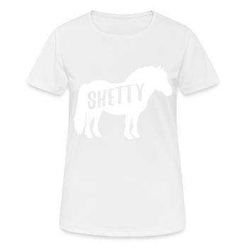 Shetty Shetland poney cheval cavalier dames filles - T-shirt respirant Femme - blanc - Devant - AI Model Female 172 dark (172cm)