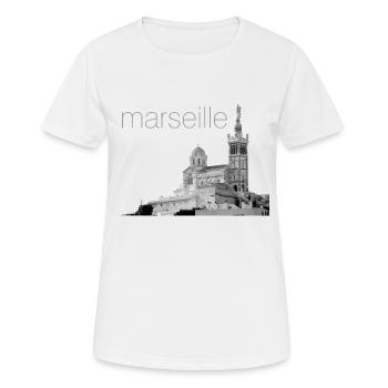 unsere Dame Marseille - Frauen T-Shirt atmungsaktiv - Weiß - Vorne - AI Model Female 172 dark (172cm)