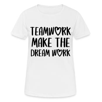 teamwork dream work team spirit team saying - Women's Breathable T-Shirt - white - Front - AI Model Female 172 dark (172cm)