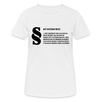 4 Kunstrechte | Jeder Mensch ist Kunst - Frauen T-Shirt atmungsaktiv - Weiß - Vorne - AI Model Female 172 dark (172cm)
